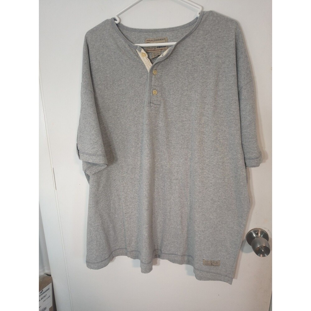 Abercrombie & Fitch Henley Shirt Men XL Gray Short Sleeve Authentic